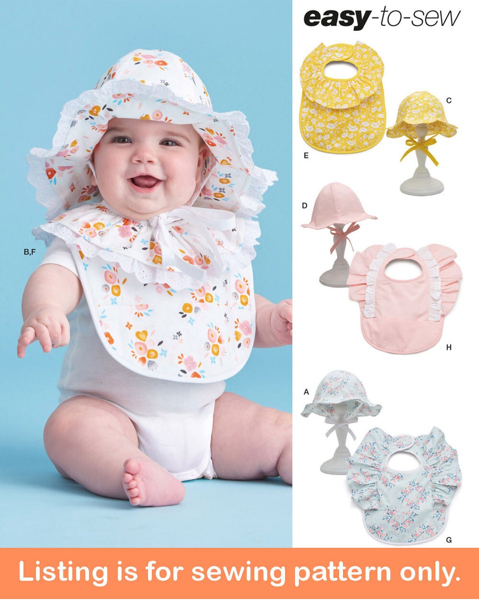 SEWING PATTERN Sew Baby Girls Clothes Bucket Hat Bonnet Bib Easy