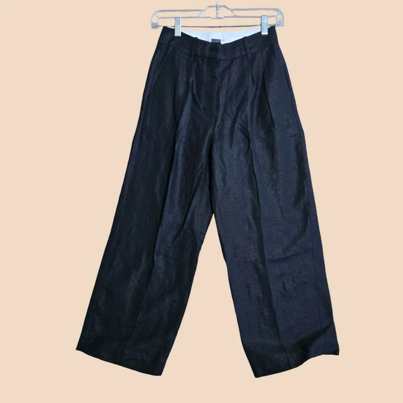 Wilfred Aritzia The Effortless Pant Womens Size 0 Black Crop High Rise Wide Leg