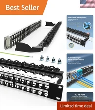 48Port Blank Keystone Rackmount & Wall Mount 1U 19-inch Network Patch Panel w...