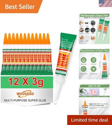 12 X 3g Super Glue Clear, Strong Adhesive,Super Glue Fast Drying Cyanoacrylat...