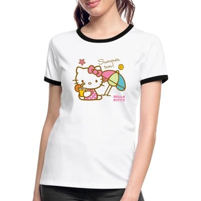 Hello Kitty Am Strand Summer Sun Frauen Kontrast T-Shirt