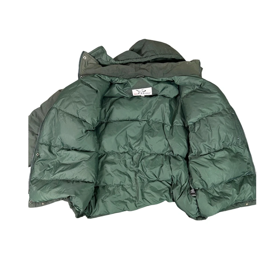1990s Triple FAT Goose Mens 2XL XXL Green Puffer Down Hooded Winter Coat Jacket - Image 2 of 4