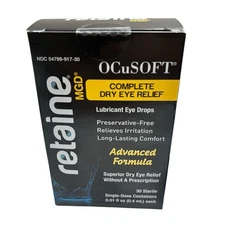 OCuSOFT Retaine MGD Complete Dry Eye Relief Lubricant Eye Drops 30 Count Box  FS