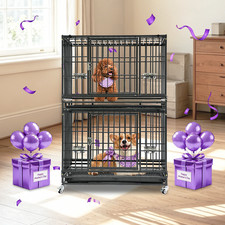 36 In Two Levels Heavy Duty Dog Crates for Medium/Small Dogs, Dog Kennel Indoor