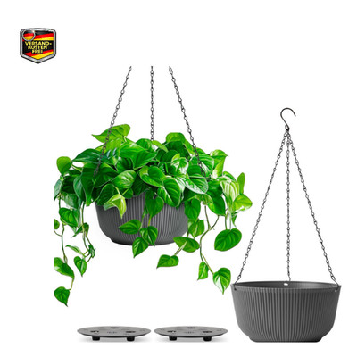 Hängende Blumentöpfe T4U 2er Set 25cm Schwarz Matt Hängeamp