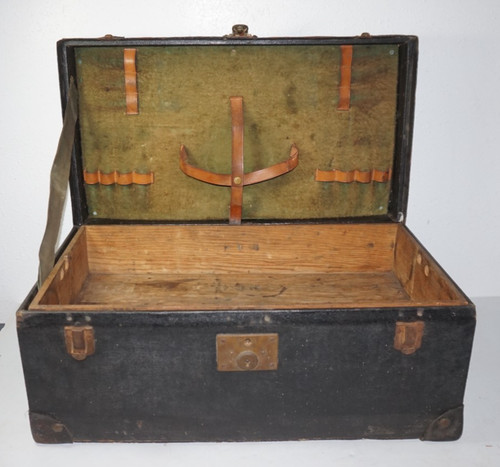 VTG 1930s Ajax Motor Car Trunk Picnic Box Case Black 22.75x10x12 Model A/T Era