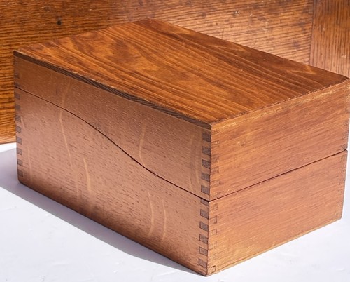 Vintage Mid-Century Oak Library Card Catalog Box Index Card Recipe Photo Storage