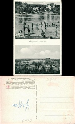 Holzappel-Diez (Lahn) 2-Bild-AK Herthasee u. Hotel Pension Schneider 1930