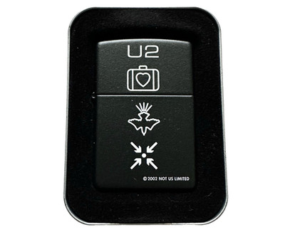 New NIB U2 Zippo Lighter ELEVATION SYMBOLS 2002 Matte Black Rare in Box Slipcase