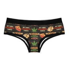 Womens Chicken Pot Pie Panties Funny Weed Bikini Brief 420 Graphic Underwear for