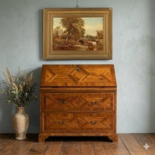 Ribalta Antica Noce Ulivo Acero con Cassetti Italia XVIII Secolo Originale