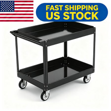 Utility Cart 2-Shelf Rolling Service Cart for Office Warehouse Garage 500 lbs