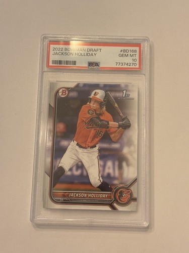 Topps 2022 Bowman Draft Jackson Holliday BD-168 1st Bowman Orioles PSA 10