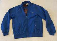 Vintage 80s Izod Lacoste Blue Harrington Jacket with Plaid Lining Size M