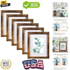 8x10 Picture Frame Brown Set of 6, Display Pictures 5x7 With mat or 8x10 With...