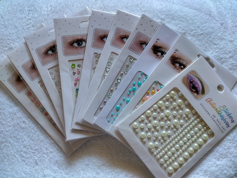 Lot Of 10 Face Gems 3D Adhesive Jewel Stickers For Face Hair Nails Parties NEW