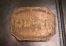 Vintage American Express Wells Butterfield  Co. Belt Buckle Bronze Tiffany A3