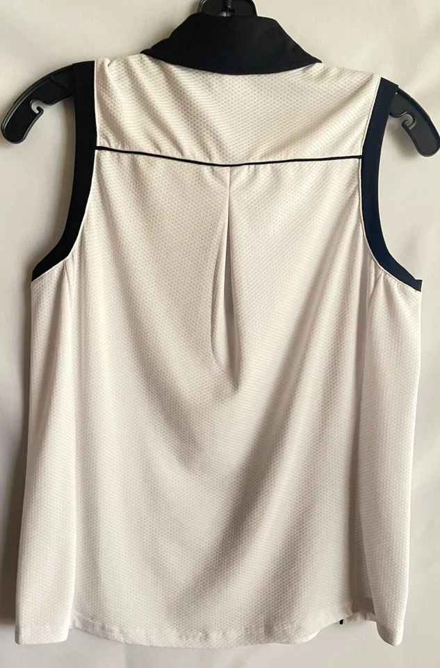 Damen GG blau ärmelloses Golfshirt Gr. M weiß mit schwarzem und auberginenbesatz - Bild 3 von 4