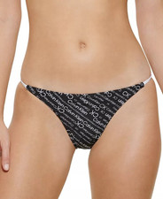Calvin Klein BLACK Skinny-Strap Logo Bikini Swim Bottom Size Large New