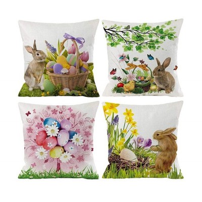 Easter Pillow Covers 18x18, Spring Pillow Covers 18x18 Set of 4, Happy Easter...