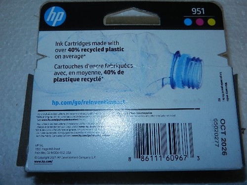 NUEVO OEM Genuino HP 951 std Color Cartucho de Tinta Juego exp. 10/26 hp951 tricolor tri - Imagen 5 de 8