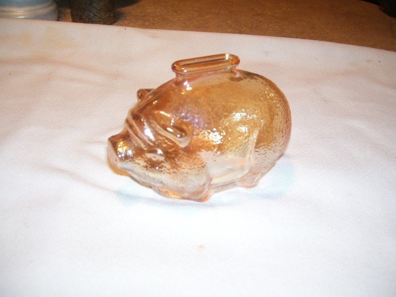 Vintage Carnival Glass Pig Piggy Coin Bank
