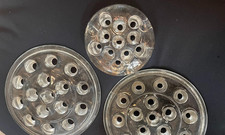 Lot of 3 - 2 large  1 small - VTG MCM Glass Flower Frogs - clear glass READ