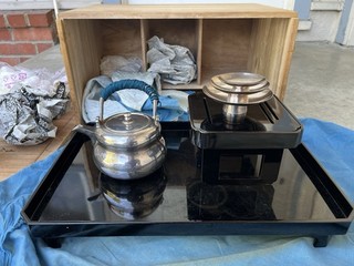 Antique Japanese Pure Sterling Silver Sake Set 415g Shobido Osaka Signed 1920s