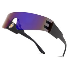 Rimless Sunglasses Y2K Futuristic Wrap Around Sunglasses For Women Men One Pi...