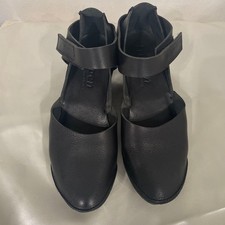 Trippen Women's Leather Mid-Heel Sandals Black Size 38 Near Mint Free Shipping