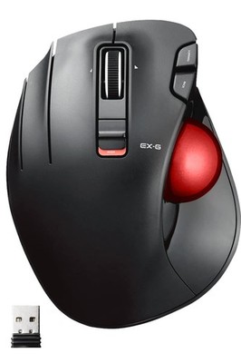 ELECOM M-XT4DRBK-G Wireless Trackball Maus Daumen Linkshänder Rot Ball 6 Tasten