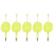 5 Pcs Candy Yellow Fluffy Beadable Pens Plastic Bead Pen for DIY