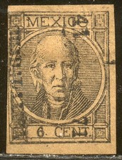MEXICO #46 Unused - 1866 6c Black on Buff ($40)