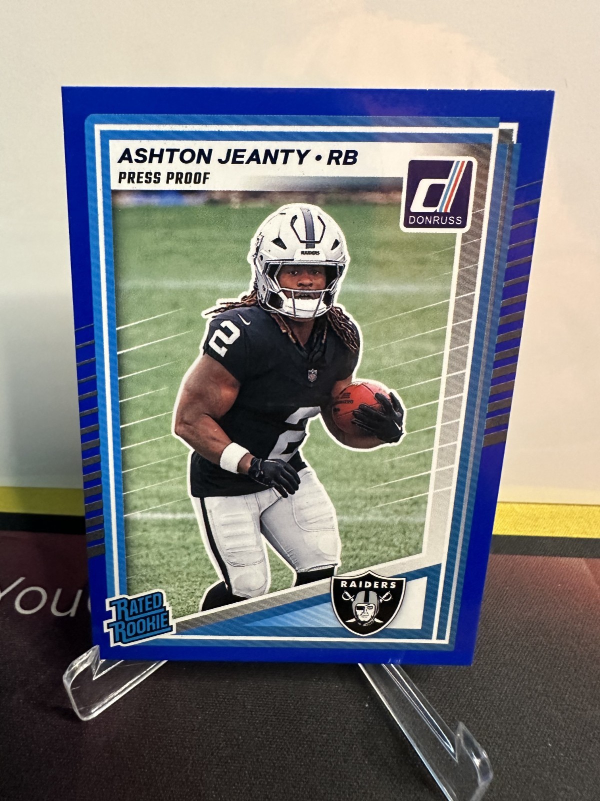 2025 Donruss Rated Rookie Ashton Jeanty Blue Press Proof