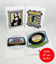 Recordable Audio Retro Cards - 30 Second Message. 4 PACK Special Price