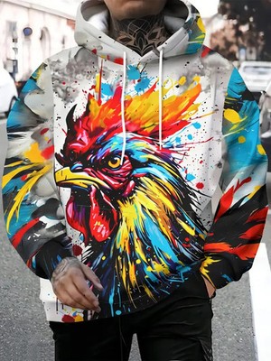 Feathers & Fire 3D All Over Print Hoodie - Rooster Design - Adults & Youth