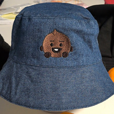 BTS Shooky!!!  Blue Denim Bucket Hat w/ Embro...