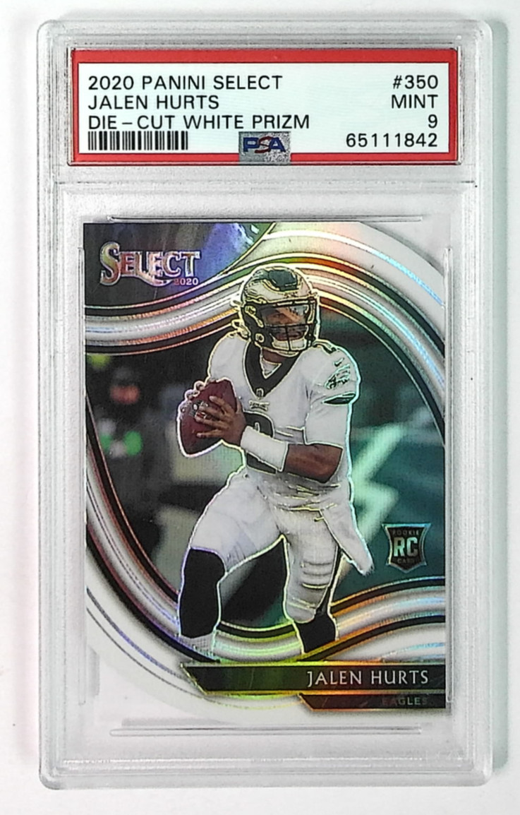 2020 Panini Select Jalen Hurts #350 RC Rookie Field White Prizm Die-Cut PSA 9