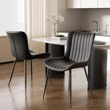 Dining Chairs, Modern Dining Room Chair 16 inch Leather with Wooden and Metal
