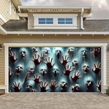 Halloween Garage Door Covers Decorative 13x6ft Banner Polyester, ghost