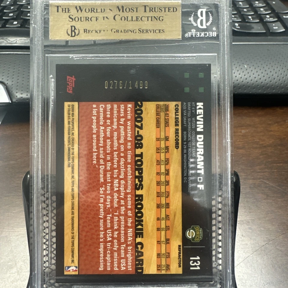 2007-08 Topps cromo - Kevin Durant #131 refractor/1499 (RC) Foto 2 de 2