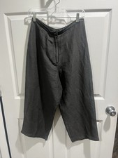 Eileen Fisher Woman s Gray Paper Bag Linen Blend Cropped Pants Size Medium