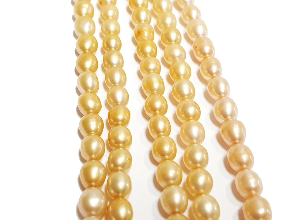 Süßwasserperlen 6mm Reiskorn Natur Zuchtperlen Creme Gelb Schmuck Perle D510 - Bild 3 von 4