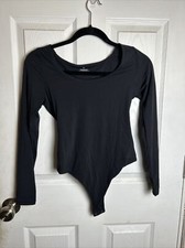 Pumiey Women's Black Long Sleeve Bodysuit M