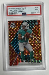 2020 Panini Mosaic Reactive Orange Tua Tagovailoa Rookie RC #203 PSA MINT 9