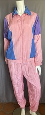 Vintage 80s Casual Isle Color Block Hot Pink Windbreaker Warm up Track Suit Set