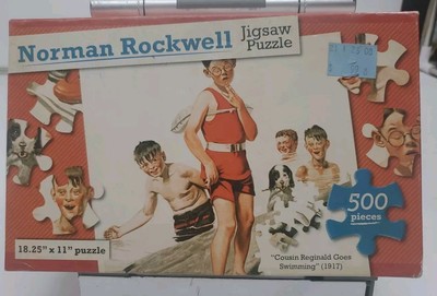 Norman Rockwell 500 Piece Puzzle Cousin Reginald Goes Swimming New ...