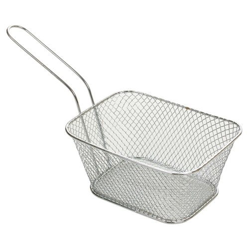 14x11x7cm Non Stick Chrome Metal Deep Frying Basket Chips French Fries Kitchen - Picture 3 of 5