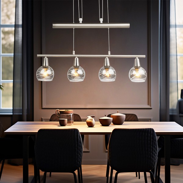 Pendellampe HäNgeleuchte Esszimmerlampe Rauch Klar HöHenverstellbar Glas Led-image