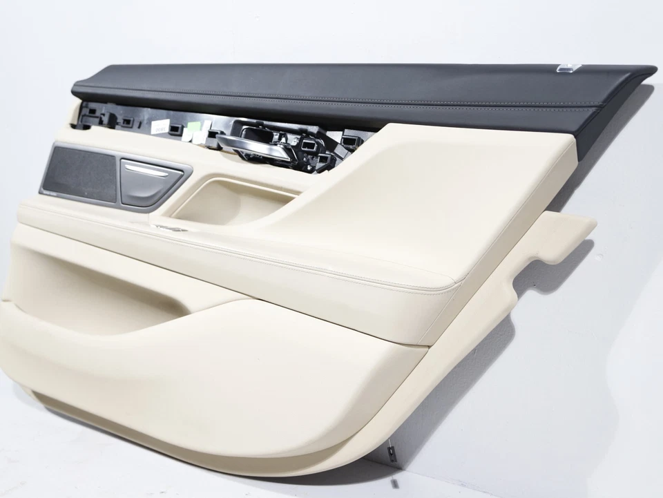 OEM BMW 750I G12 2016-2022 PANEL DE MOLDURA PUERTA INTERIOR TRASERA DERECHA CANBERRA BEIGE NAPPA Foto 3 de 4